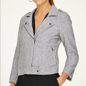 LOFT Moto Jacket Linen Blend XL Gray Zip Pockets